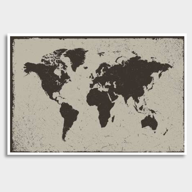 Deep Black Tropical World Map Giant Poster