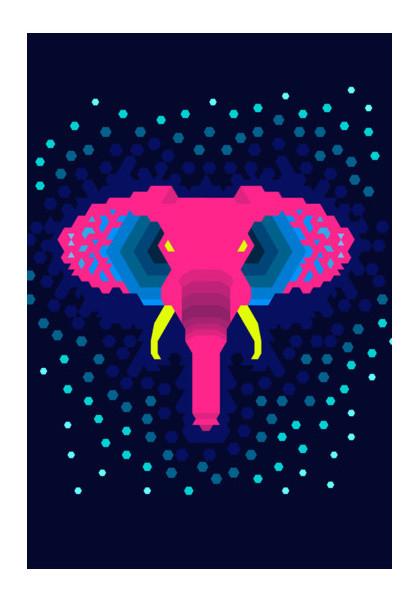 PosterGully Specials, neon elephant Wall Art