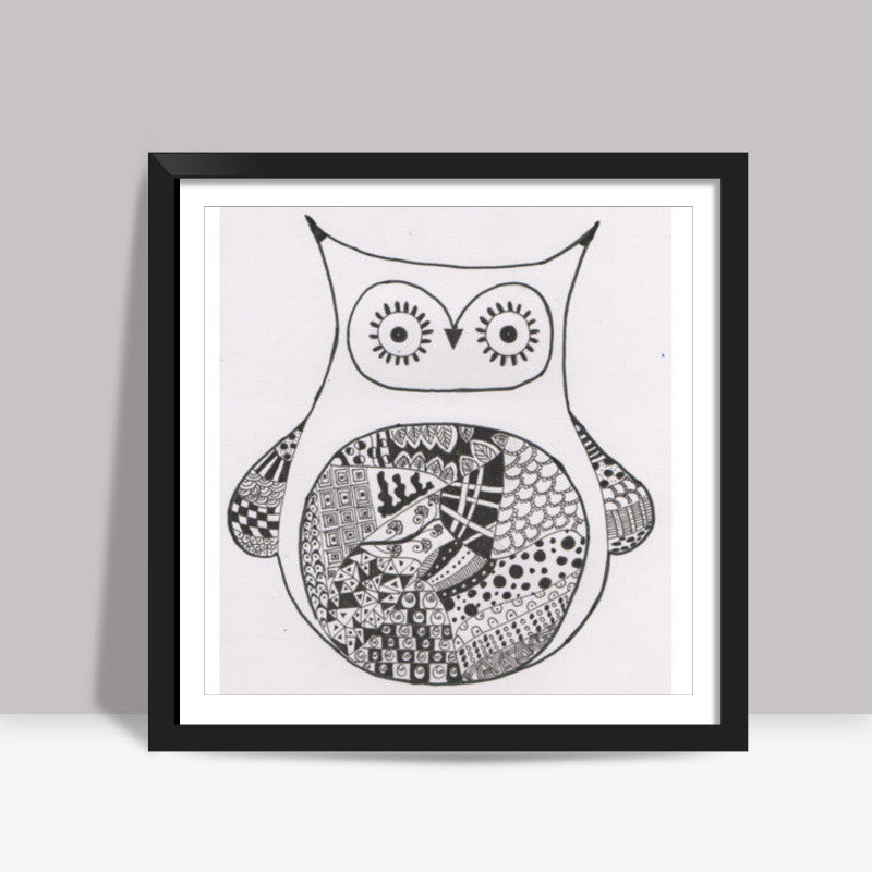 Tangle Owl I Gayatri Iyer Square Art Prints