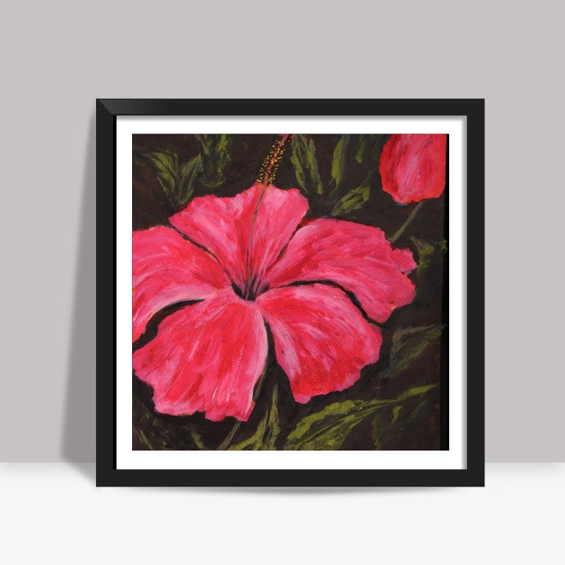 red flower Square Art Prints