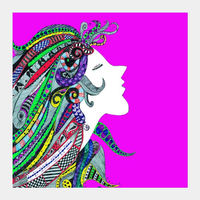 Girl In Song (pink) Square Art Prints PosterGully Specials