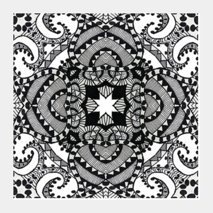 Black And White Ethnic Ornate Decorative Doodle Background Square Art Prints PosterGully Specials