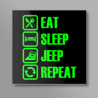 Eat Sleep Jeep Repeat Square Art Prints