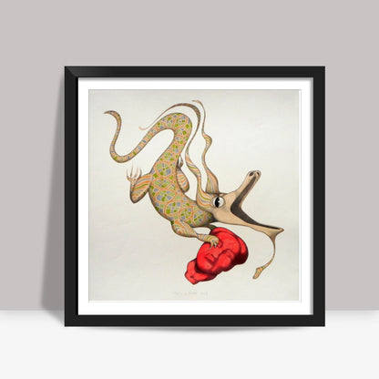 Dragon with Maos head Square Art Prints