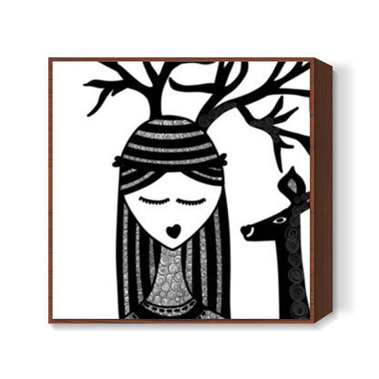 The Girl & the deer <3 Square Art Prints