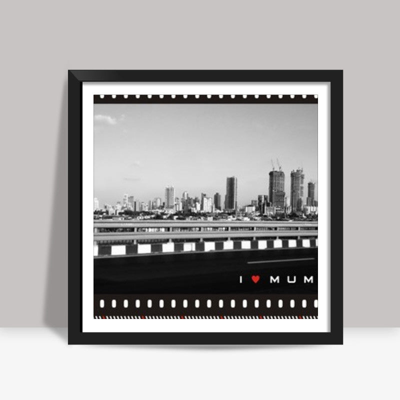 I love Mumbai- Bombay Retro Blackandwhite Style Square Art Prints