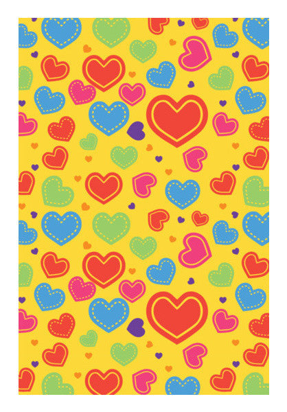 Seamless Multi Hearts Art On Yellow Art PosterGully Specials