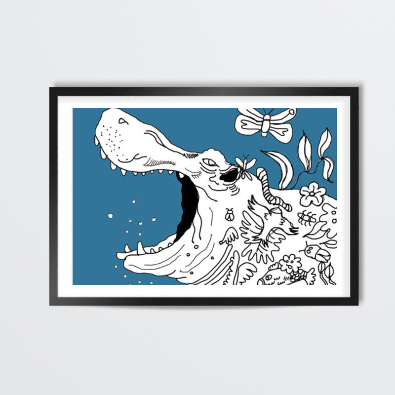 Hippopotamus Doodle Wall Art