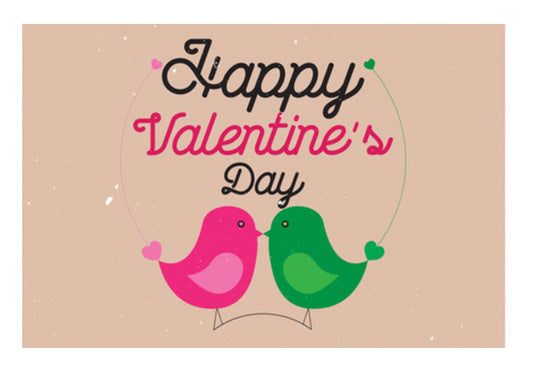 Valentine Birds Pink And Green Art PosterGully Specials