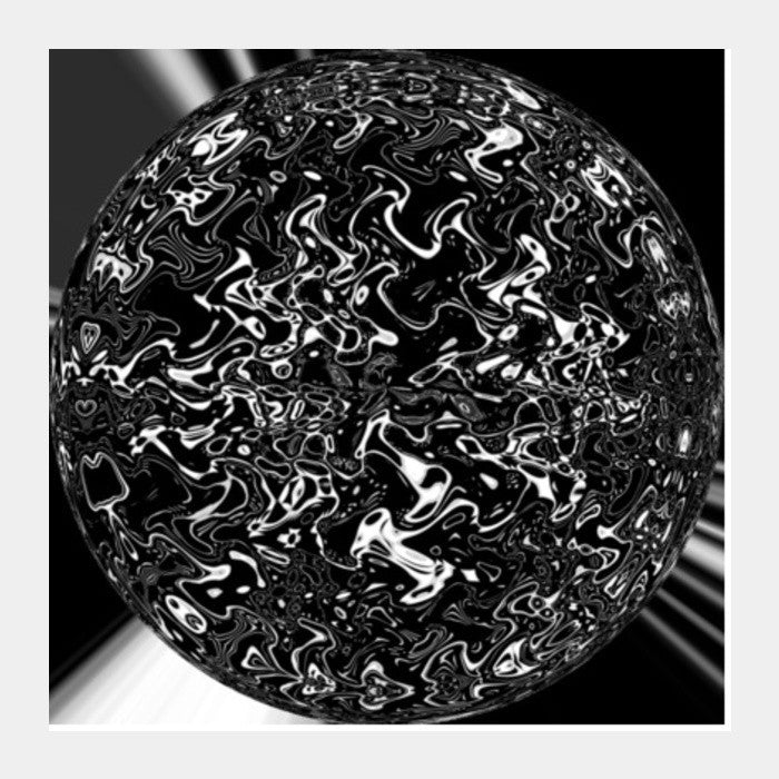 Black And White Spherical Digital Galaxy Space Art Background Square Art Prints PosterGully Specials