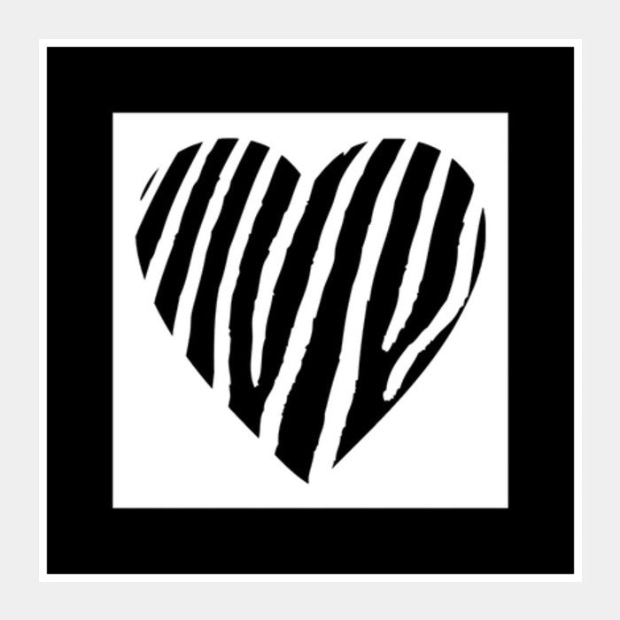 Zebra Heart Square Art Prints