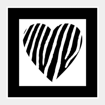 Zebra Heart Square Art Prints