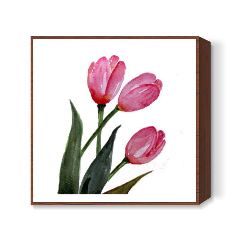 Pink Tulips Square Art Print