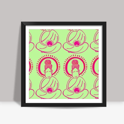 Buddha_Lime Green Square Art Prints