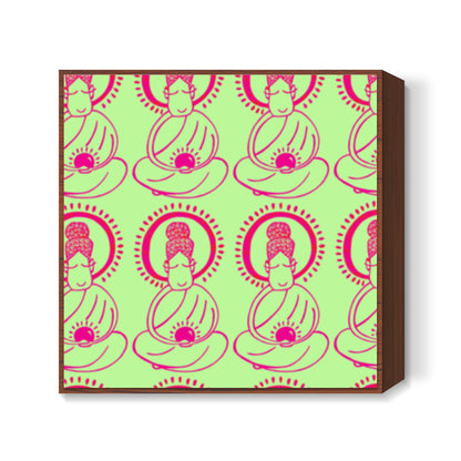 Buddha_Lime Green Square Art Prints