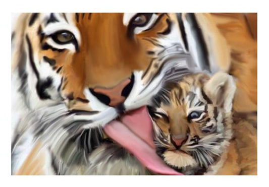 PosterGully Specials, Tiger and Cub | Painting Wall Art