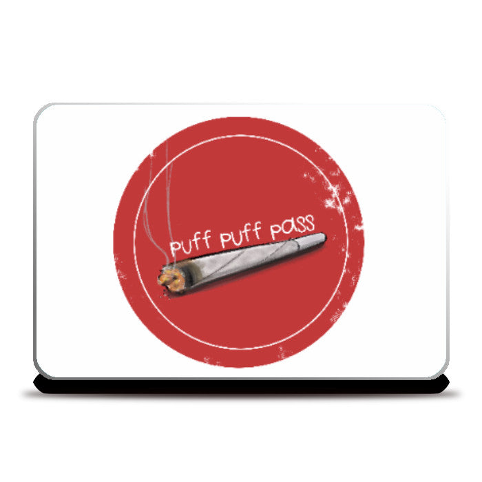 Laptop Skins, Weed Humour  Puff Puff Pass Red Laptop Skin