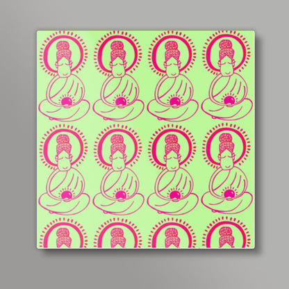 Buddha_Lime Green Square Art Prints