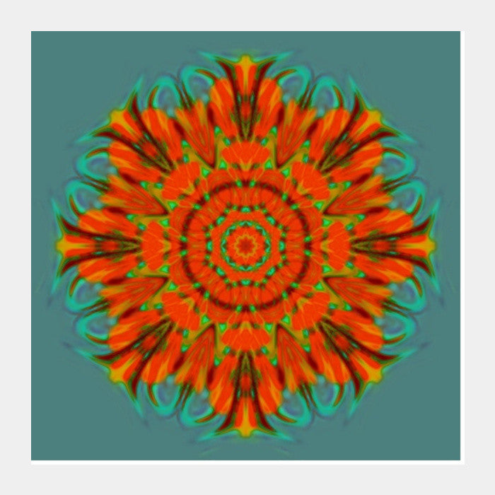 Square Art Prints, Orange Kaleido Square Art Prints