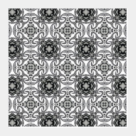 Black And White Ornamental Doodle Art Pattern Background Square Art Prints