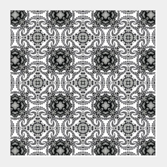 Black And White Ornamental Doodle Art Pattern Background Square Art Prints PosterGully Specials