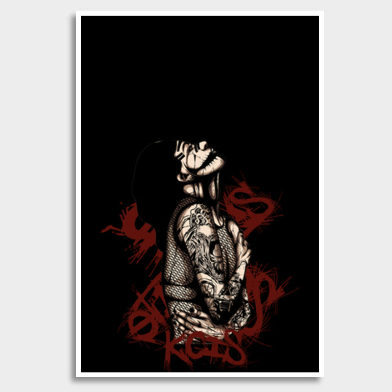 Women With Tattoo Skull Giant Poster