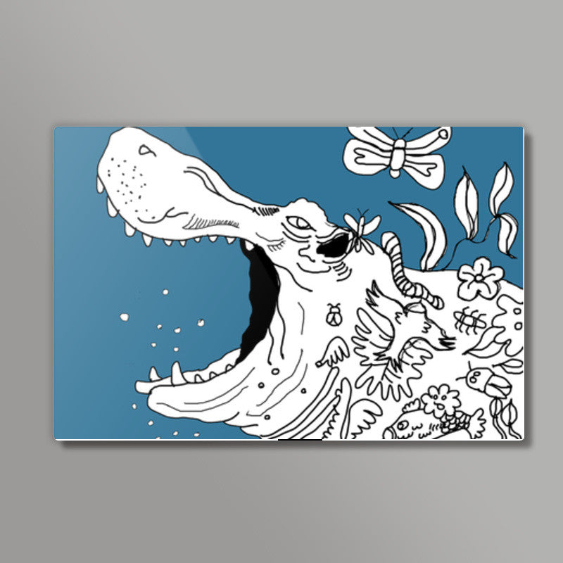 Hippopotamus Doodle Wall Art