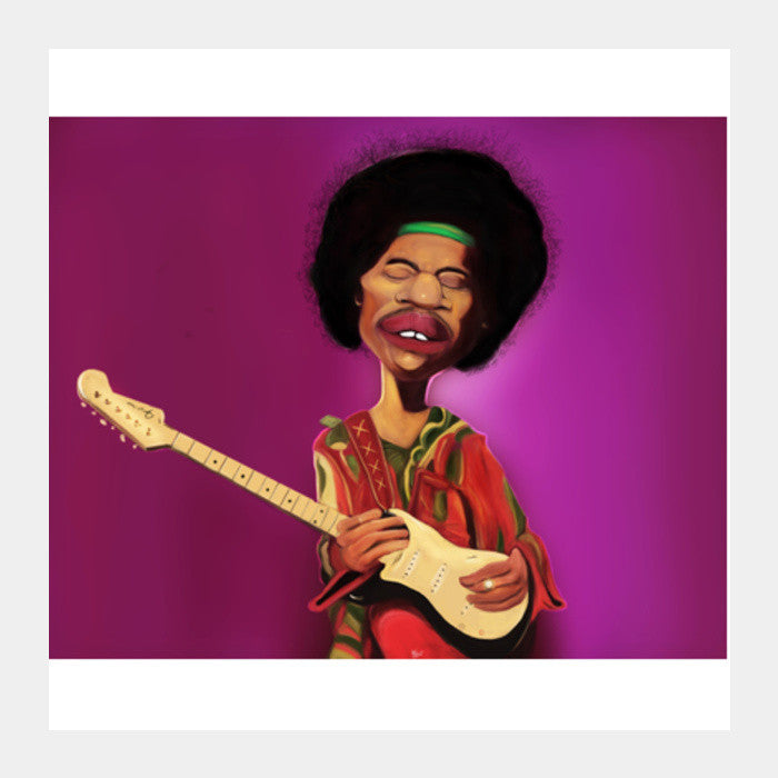 Square Art Prints, Jimi Hendix | Caricature Square Art Prints