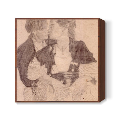 Leonardo Da Vinci and Kate Winslet in a moment of fond togetherness Square Art Prints