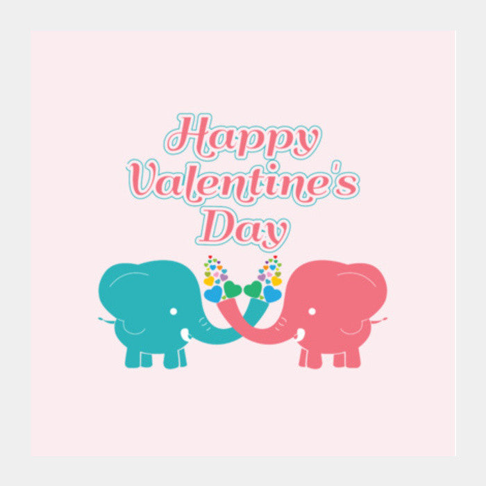 Two Baby Elephant Valentine's Day Celebration Square Art Prints PosterGully Specials