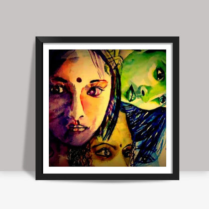 many faces  Square Art Prints