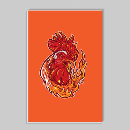 Rooster on fire Stick Ons