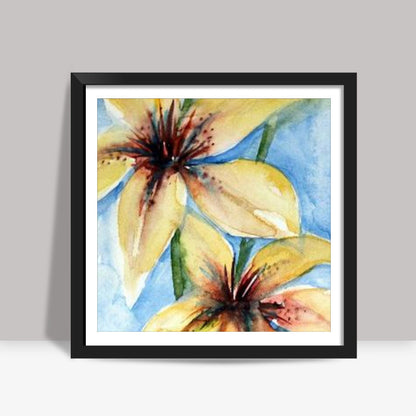 Identical Floral Twins Square Art Print