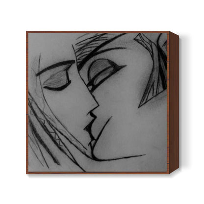 Kiss | Pencil Sketch Square Art Prints