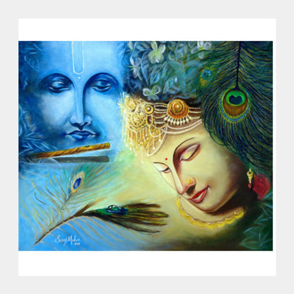 Radhe Krishna  Square Art Prints