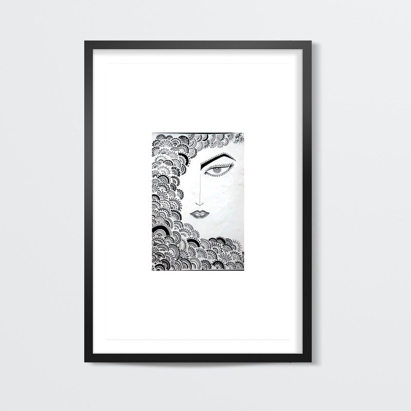 the wave of feeling,black and white,intricate freehand design Wall Art