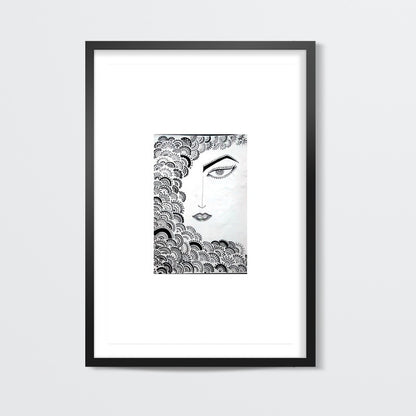 the wave of feeling,black and white,intricate freehand design Wall Art