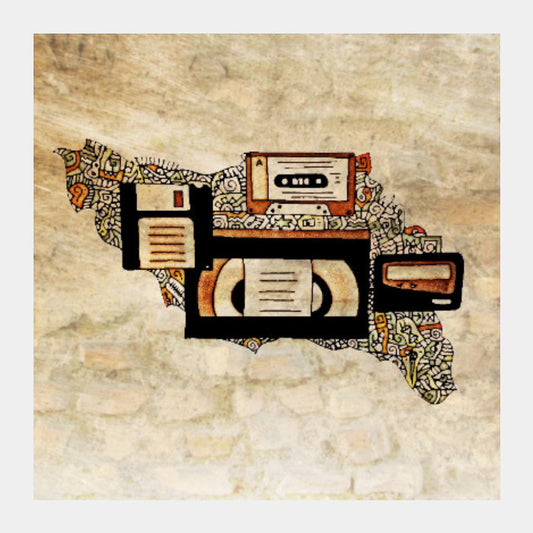 Square Art Prints, Vintage Tech Zenscrawl Square Art | Meghnanimous, - PosterGully