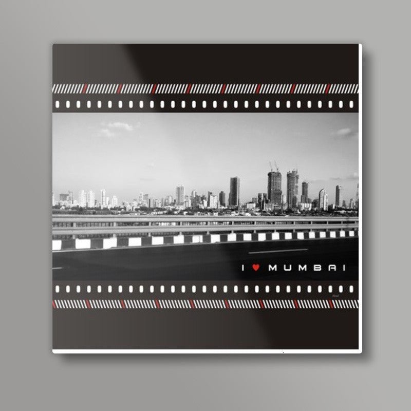 I love Mumbai- Bombay Retro Blackandwhite Style Square Art Prints