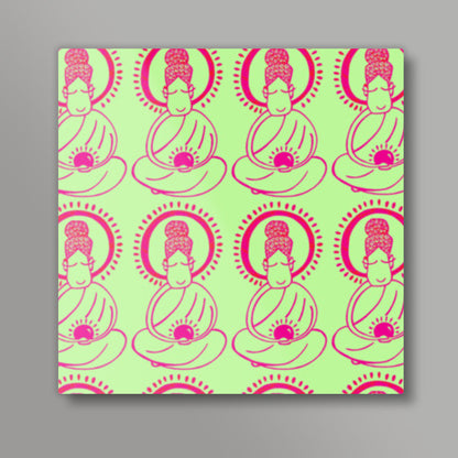 Buddha_Lime Green Square Art Prints