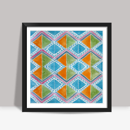 Triangle Watercolor Geometric Tribal Pattern Square Art Prints