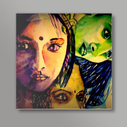 many faces  Square Art Prints