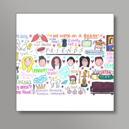 FRIENDS Doodle Square Art Prints