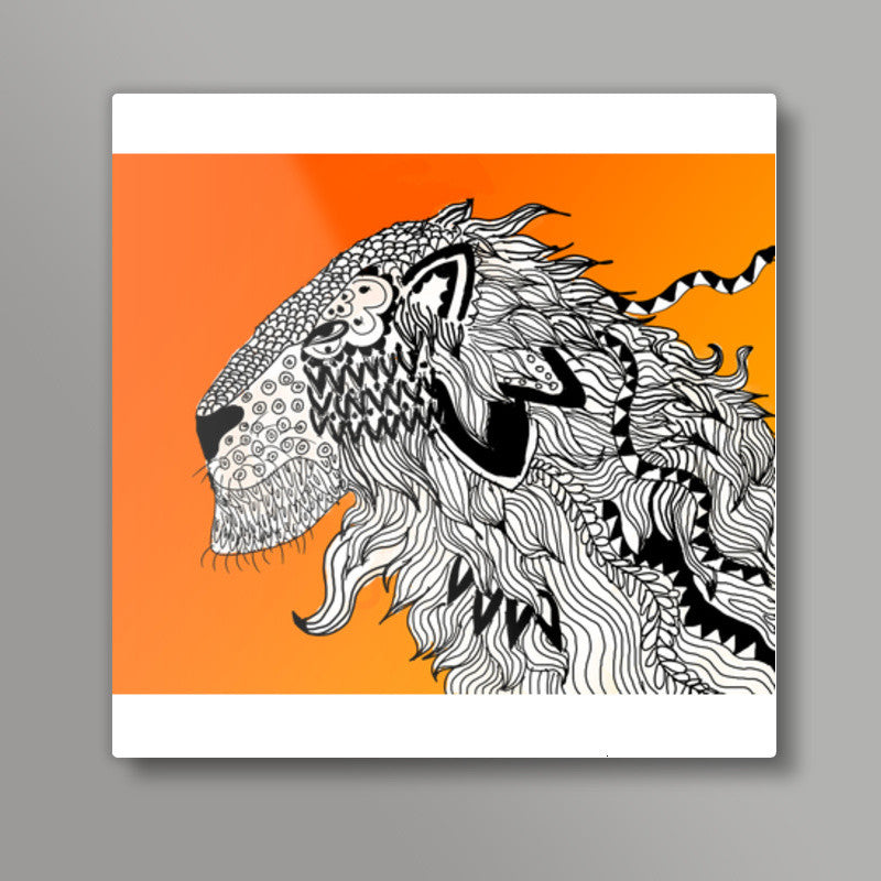 Majestic Lion Print Square Art Prints