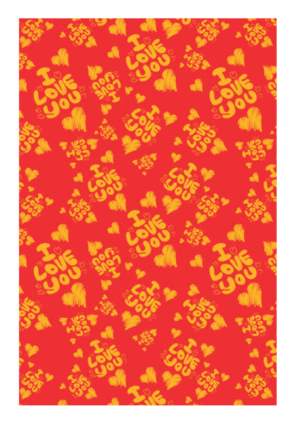 I Love You And Heart Yellow With Red Pattern Art PosterGully Specials