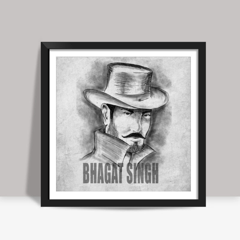 Bhagat Singh sketch Square Art Prints