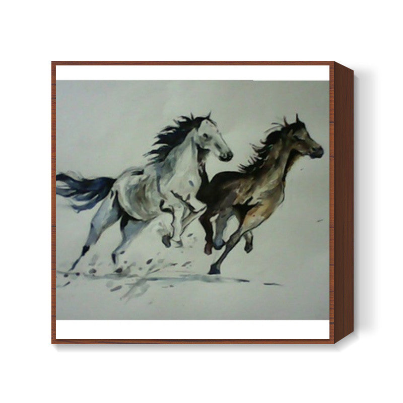 Two horses Square Art Prints