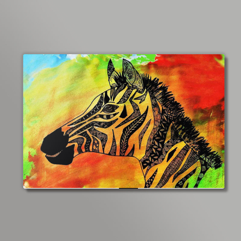 Rainbow Zebra Zentangle Art Wall Art