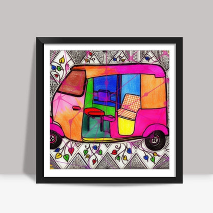 Indian Rickshaw Square art print Square Art Prints