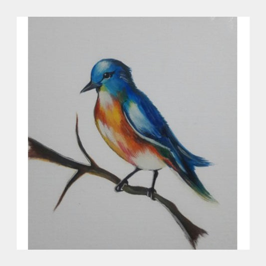 Bird wall decor frame on canvas  Square Art Prints